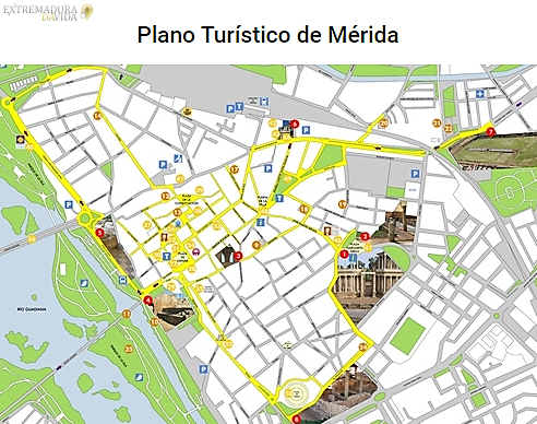Plano monumental de Mérida Alojamientos