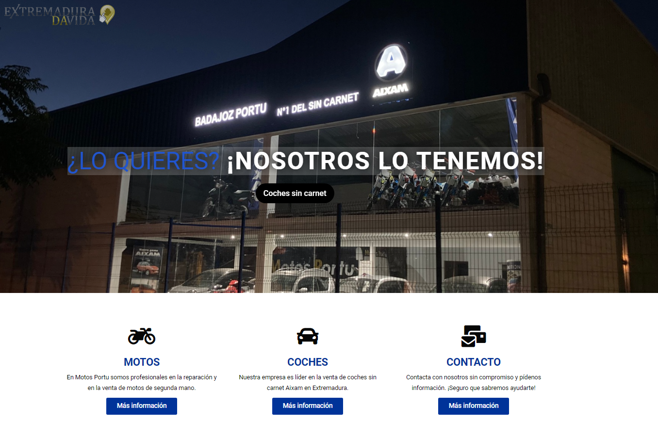 Vehículos coches sin carnet Aixan en Extremadura Portu Guareña