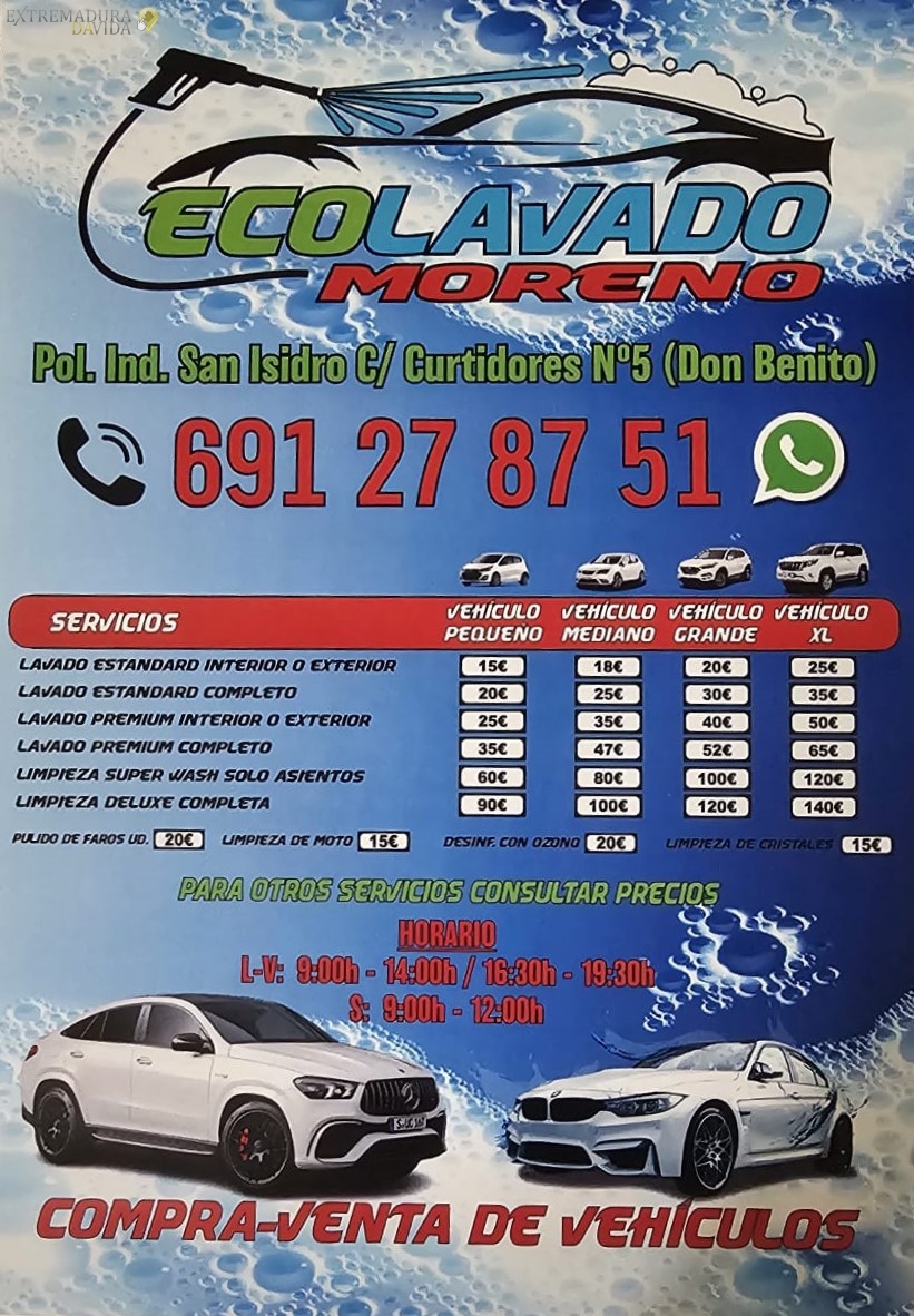 Lavadero de coches Don Benito Ecolavado Moreno Polígono San Isidro